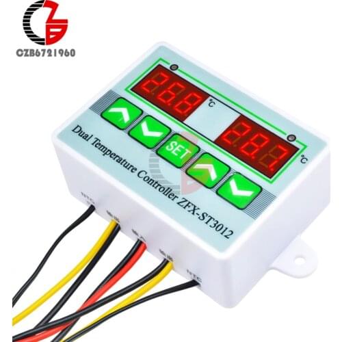 ST3012 Dual LED Digital Thermostat Temperature Controller Regulator 24V Homebrew Fermenter Greenhouse Terrarium Thermoregulator