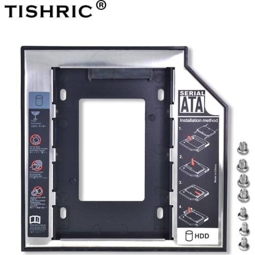 TISHRIC Hot Sale Universal Aluminum Plastic for DVD/CD-ROM 2nd HDD Caddy 12.7mm SATA 3.0 For 7-12.5mm 2.5"SSD Case Enclosure