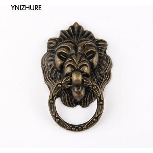 YINZHURE 10pcs New Furniture Handles Beast for Lion Head Antique Alloy Handle Wardrobe Drawer Door Pull Retro Decoration