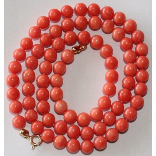 1052 PINK SALMON CORAL Bead Gold CLASP KNOTTED NECKLACE