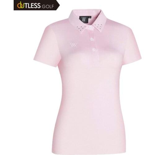 Womens Golf Polo Short Sleeve and Rivet decoration Golf Shirts for Women - UV Protection, Dry Fit