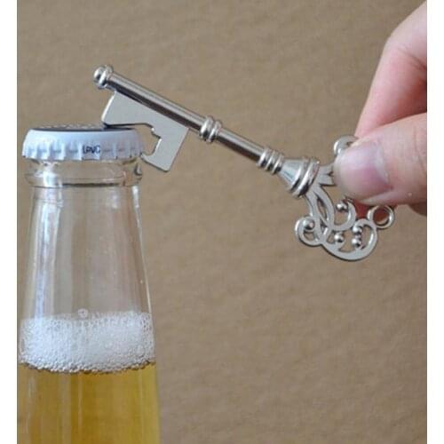 1pc key Shaped Bottle Opener Keychain Shaped Zinc Alloy Copper Silver Color Key Ring Beer Bottle Opener Unique Creative Gift
