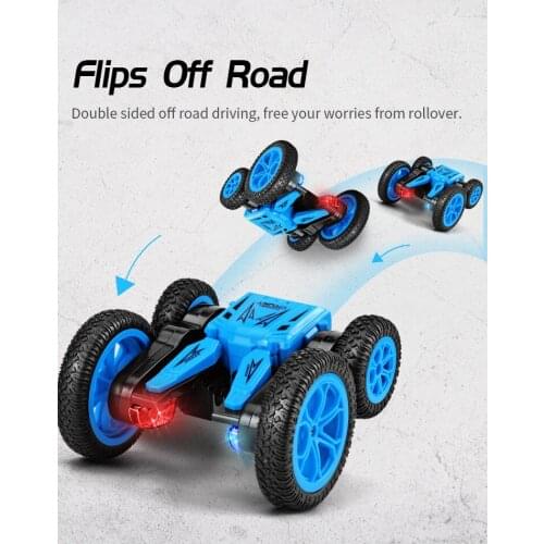 2.4G remote control rotating double side Stunt Car with light tipper car childrens charging deformation toys