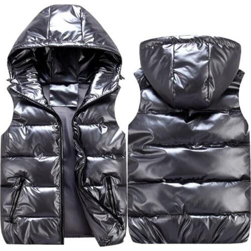 2021 new Winter Short Down Vest Women Sleeveless Hooded Vest Waistcoat Jacket Glossy cotton Lightweight Windbreaker Down Coat