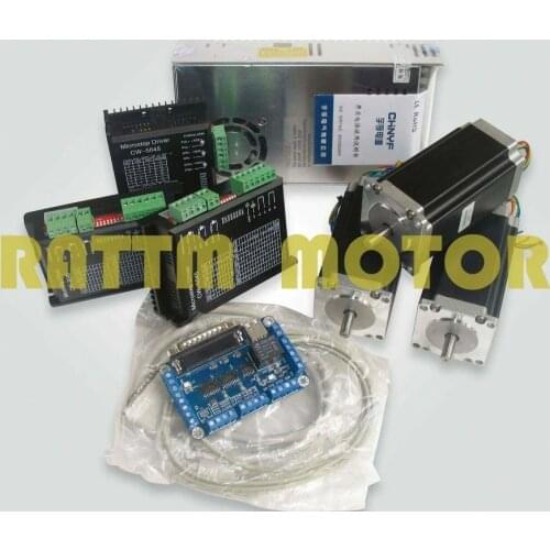 3 Axis Cnc controller Kit Nema23 425Oz-in Stepper Motor + CW5045 Driver 4.5A 50V/DC + breakout board for CNC engraving machine