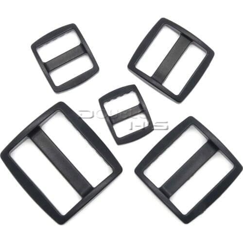 500pcs/lot Plastic Slider Tri Glide Adjust Buckles Wider Style Backpack Straps Black