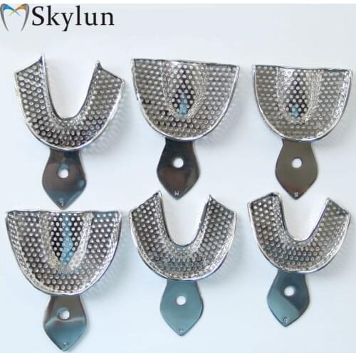 6PCS Dental Stainless steel impression Tray teeth Toto disk tray of dental impression materials dental materials SL518