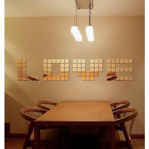 Acrylic Mirrored Decorative Sticker Wall Art DIY Square Self Sticking Mirror Wall Stickers for Kids Rooms Home Decor