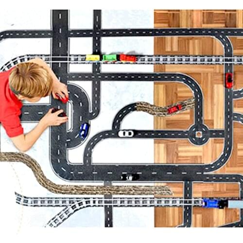 Free Shipping DIY Road Rail Belt Sticker Road Toys Children 's Educational Toys Car Train Road Scene Construction Planning Game