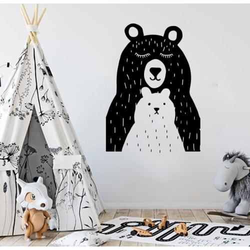 Large Family Bear Mother Wall Sticker Kids Room Baby Nursery Bear Jungle Animal Forest Wall Decal Bedroom Playroom Vinyl Decor