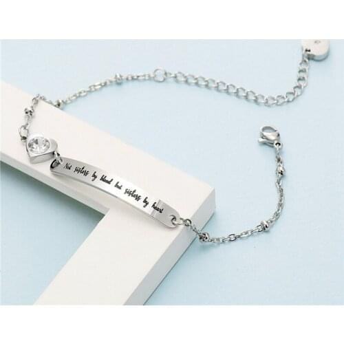 Friendship Gift "Not Sisters By Blood But Sisters By Heart Bracelet Titanium Steel Best Friends Bracelet Bangle Friend Jewelry