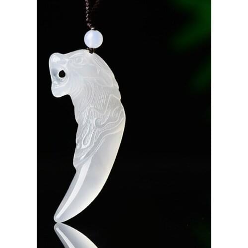 Fidelity Icelike Chalcedony Spike Pendant Necklace Natural jaspe Emerald Teeth Couples Ornament Raw Ore Jewelry with Certificate