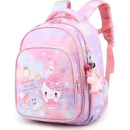 Kawaii Cat Print Kids School Backpack Cute Cat Pattern Primary School Bags for Girls Waterproof Bag Kids Book Satchel Age 6-9-12