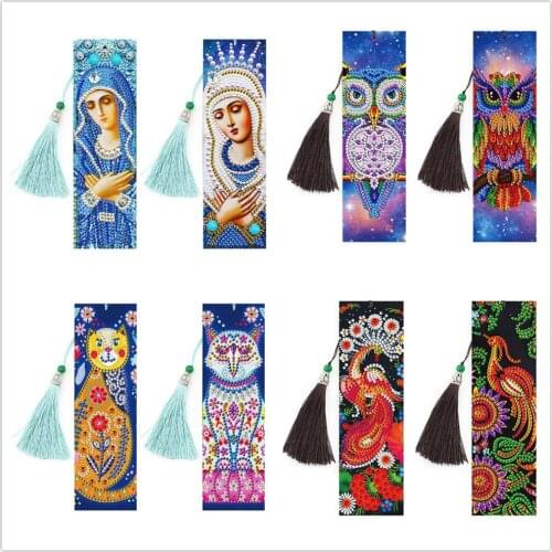 DIY Special Shaped Diamond Embroidery Cross Stitch Tassel Bookmarks Books Diamond Mosaic Diamond Painting Bookmarks 2PCS/Set