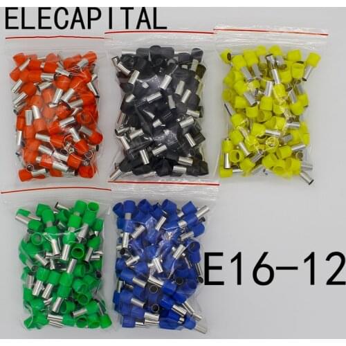 E16-12 Tube insulating Insulated terminals 16MM2 Cable Wire Connector Insulating Crimp Terminal 100PCS/Pack Connector E