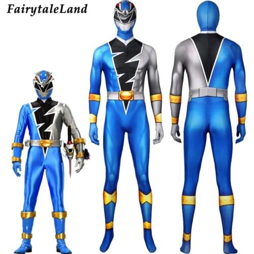 KISHIRYU SENTAI Cosplay Ryusoul Blue Ranger Costume Halloween Dino Ranger Melto Jumpsuit Blue Soldier Printing Bodysuit