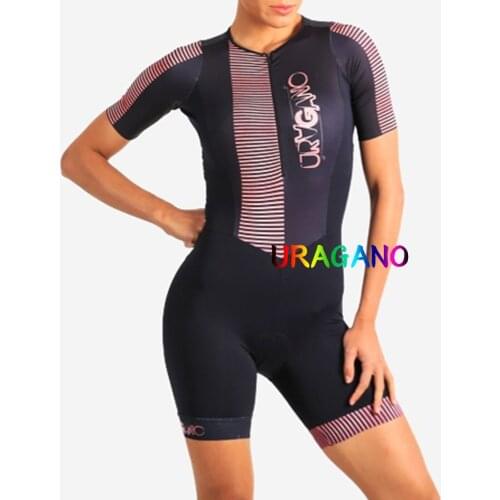 Uragano Jumpsuit Short Sleeve Pro Team Triathlon Suit Womens Cycling Jersey Brazil Macaquinho Ciclismo Feminino Set 20D Gel Pad