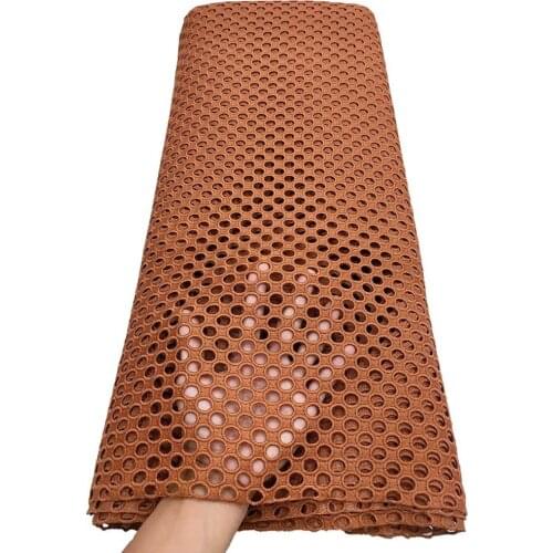 Brown lace fabric 2020 high quality lace guipure cord lace fabric latest african Water soluble lace nigerian lace fabric 5yards