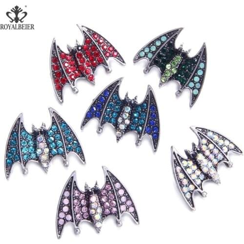 RoyalBeier Bat Snap Button Metal Animal Snaps Button Colorful Charm With Rhinestone For Snap Jewelry Womens bracelet