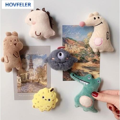 Cute Plush Animal Fridge Magnets Dinosaur Bear Bird Refrigerator Magnetic Sticker Home Decoration Accessories Souvenir Gift