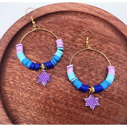 Miyuki Polymer Clay Chip Disk Loose Spacer Beads Circle Drop Earrings Women Girls Wedding Gift DIY Handwork Statement Jewelry