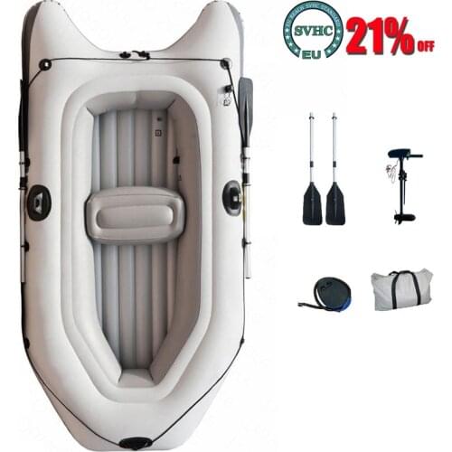 Inflatable Kayak Boat for 2-3People Fishing Rowing PVC Boat Dinghy Raft with Paddle Foot Pump Storage Bag Cushion Electric Motor