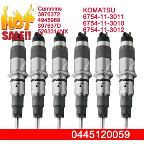 6PCS New Nozzle 0445120059 (3976372) Diesel Injector 6754-11-3011 (4945969) For KOMATSU 200-8 Cummins QSB 6.7 6754-11-3012
