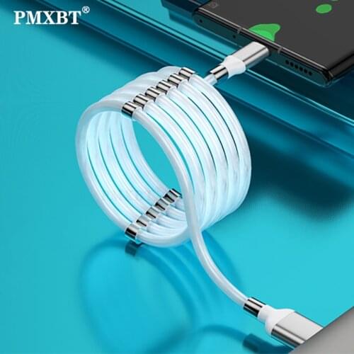 2020 New SuperCalla Charging Cable Magnetic Adsorption Self Winding Type C Micro USB Charger Cord Mobile Phone USBC