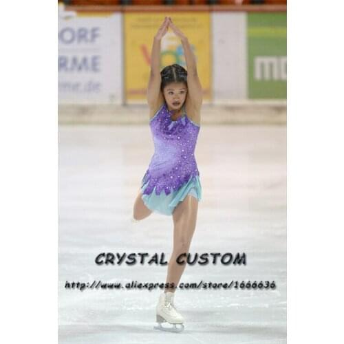 Custom Figure Skating Dresses For Girls Fashion New Brand Competition Children Ice Figure Skating Dresses Crystal DR3795