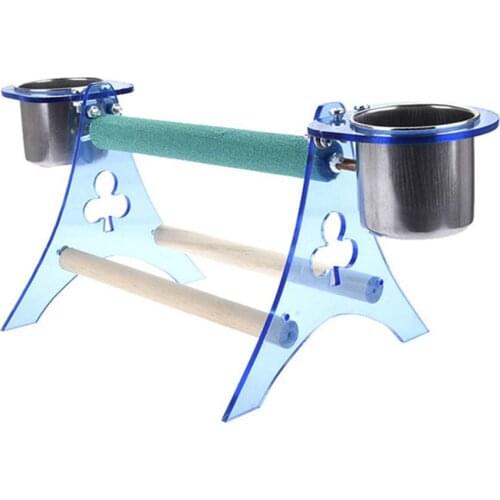 Bird Stand Perch Training Platform with 2 Cups Portable Table Playgound for Parrot Budgies Cockatoo Parakeet Cockatiel Conure