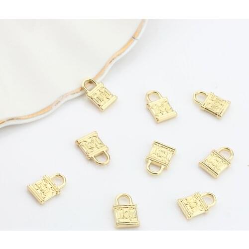 20pcs/lot Zinc Alloy Golden Metal Cute Mini 3D Lock Charms Pendant For DIY Jewelry Making Finding Accessories