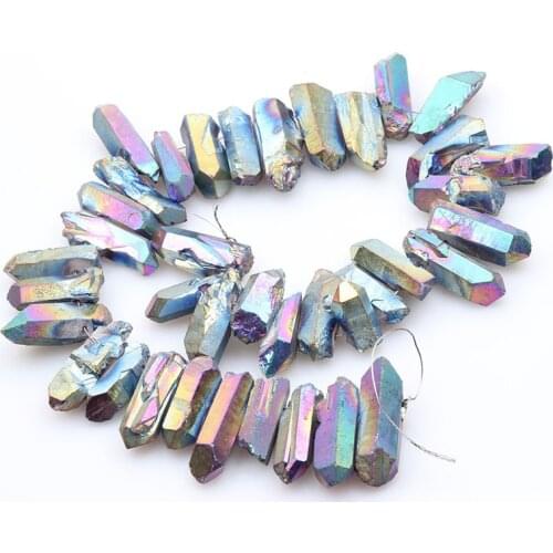 Semi-precious stone Graduated Electroplating Colorful Natural Crystal Quartz Rough Beads For DIY pendant jewelry 15‘’inch