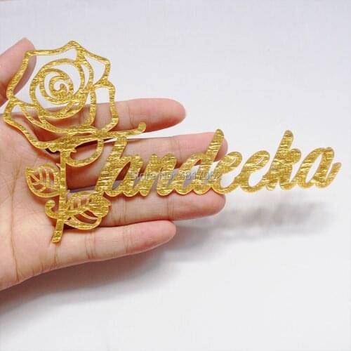 Custom Laser Cutting Name Logo Place Setting Rose Wedding Place Card Rose Wedding Place Card Rose Party Decoration