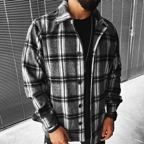 New Fashion Long Sleeve Mens Shirt Oversized Casual Plaid Shirts Men Pocket Jacket Cardigan Slim Fit Tops Autumn Soft Comfort