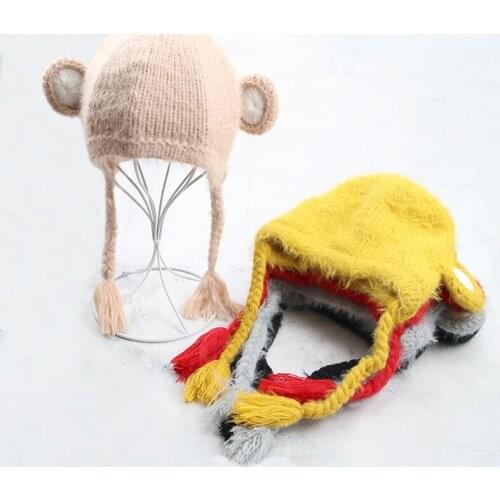 Boys Girls Hats Kids Winter Plush Inside Caps Earmuffs Hat For Children Baby Girl Animal Shape Wool Soft Hat Baby Boys Caps