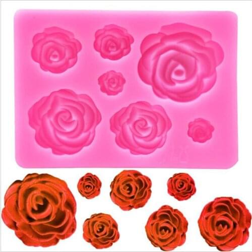 Rose Flowers Silicone Mold Cake Chocolate Mold Wedding Cake Decorating Tools Fondant Sugarcraft Cake Mould Kitchen Tool