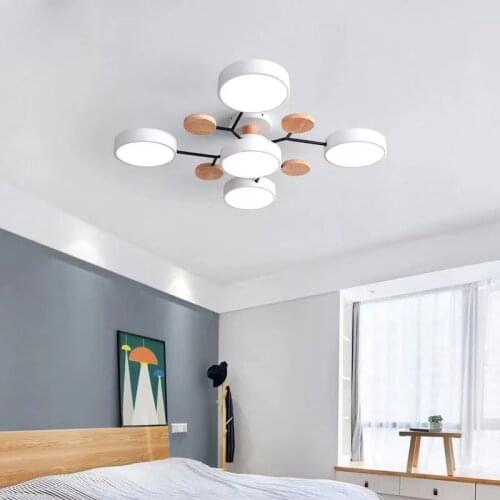 Nordic postmodern ceiling lamp makaron wooden led ceiling lamp modern circular metal ceiling lamp bedroom living room decorative