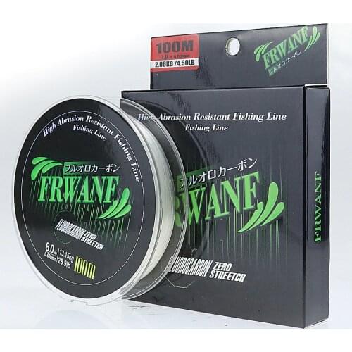 Super New 100% Japanese 100M Fluorocarbon Fishing Line 1.8 Carbon fiber Carp Wire Leader Line 3.1-28.9LB clear sinking line