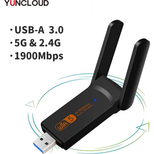 1900Mbps USB WiFi Adapter Dongle Wireless Network Card Dual Band 5GHz & 2.4GHz with High Gain Antennas for PC Windows Mac OS