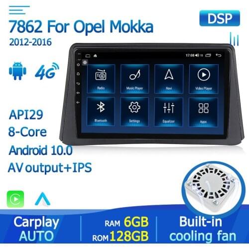 Cooling Fan Navigation GPS Android 10.0 For Opel Mokka 1 2012 - 2016 Car Radio Multimedia Video Player 2din Stereo Audio DSP BT