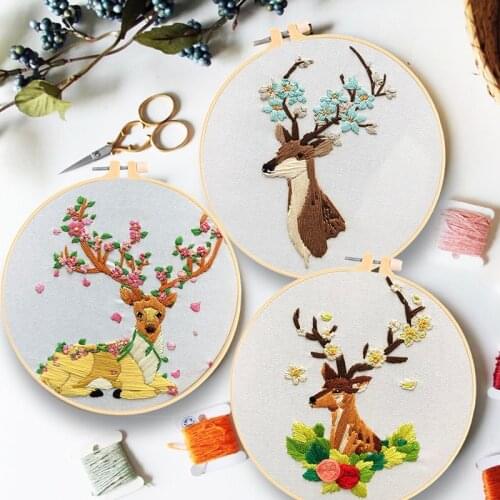 Cartoon Deer Pattern Embroidery Material Package DIY Needlework Kit Cross Stitch Decor Paintings Handcraft Embroidered Materials
