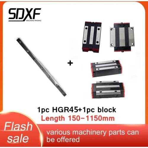 High-quality 1pcs HGR45 /HGR45CA/HGW35CC/HGH45HA square lengthened/HGW45HA flange lengthened linear guide rail-length 150-1150mm