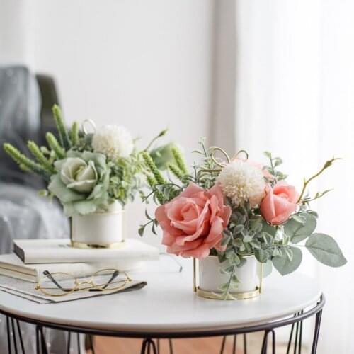 High quality small fresh home living room fake flowers simulation rose flower bouquet decoration dining table floral decoration