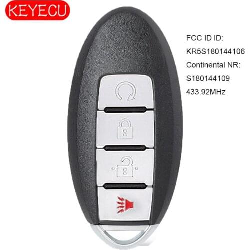 KEYECU Replacement Remote Control Smart Key 433.92MHz Fob for Nissan Rogue 2017-2018 P/N: S180144109