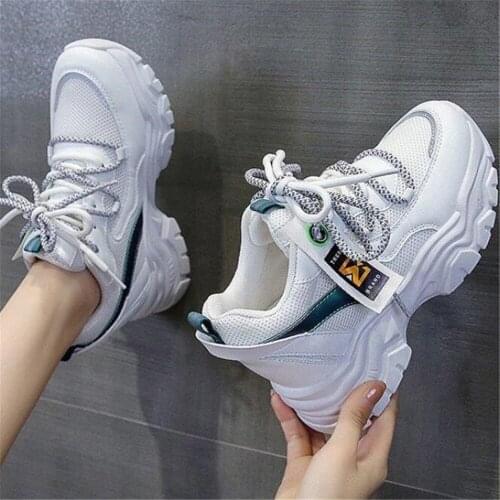 Thick Bottom Womens Breathable Chunky Sneakers Spring Summer Height Increasing Vulcanize Shoes Female Outdoor Platform Trainers