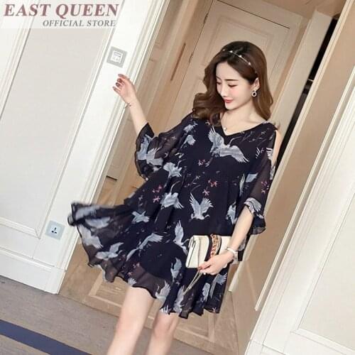 Women bohemian summer dress 2018 print ruffles sexy deep v-neck beach dresses half butterfly sleeve loose mini dress DD869 L