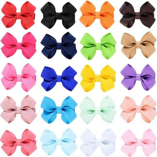 1 Pcs Polyester Baby Hair Accessories Girls Hairbows Soild all Wrapped Ribbon Lined Alligator clip Children Hairpins 646