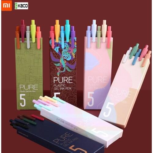 10pcs/pack Kaco Pure Macaron Colorful Ink Gel Pens Retractable 0.5mm Colored Refills Morandi Signing Pens For School Office