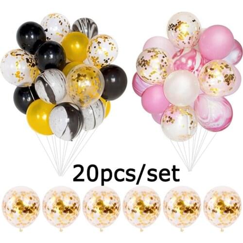 20pcs/set Fashion Glitter Confetti Foil Balloon Larger Gold Pink Balloons for Birthday Dinner Party Baby Shower Decoration