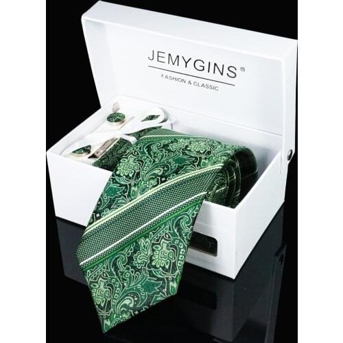 2021 Fashion Silk Jacquard Woven Tie White Geometric Striped ties for men Hanky Cufflink Set Business Wedding Party Necktie gift